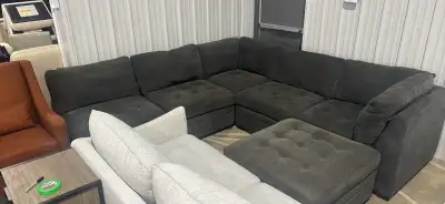 Demo six piece modular sectional with storage ottoman, View more