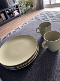 Plates and mug (never used) matte green