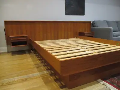 Queen, Teak Bed Frame with Floating Side tables, View more