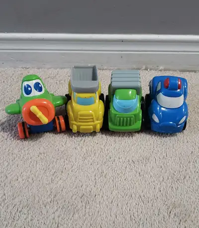 Get ready for some pint-sized adventures with this adorable set of four Press and Go vehicles! Perfe...