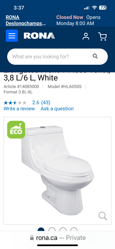 1 piece toilet-Uberhaus, brand new never installed, View more