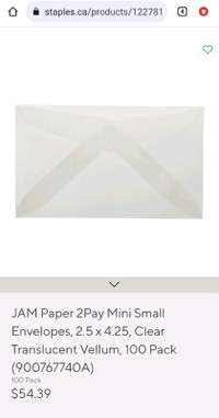 JAM 2Pay Mini Small Envelopes, Clear, Original 61 with tax.
