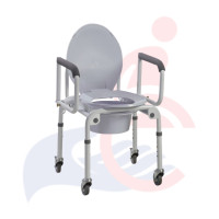 DRIVE- STEEL DROP COMMODE WITH WHEELS AND PADDED ARMRESTS

