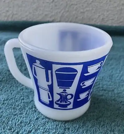 Vintage Fire King D Handle Kitchen Aids Kettle Design Mugs, View more