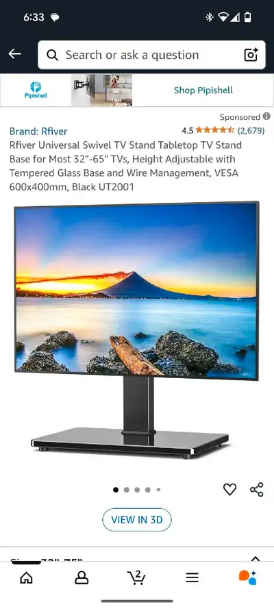【UNIVERSAL SWIVEL TV STAND】-- Rfiver TV base fits most 42 43 45 46 47 48 49 50 52 55 58 60 65 70 inc...