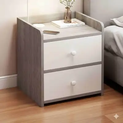 Gray & White 2-Drawer Nightstand Side Table, View more