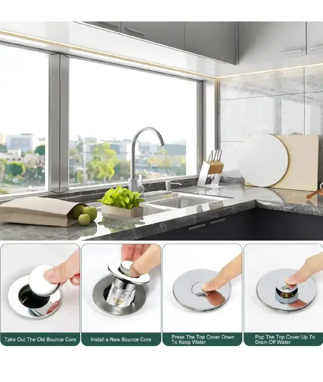 Drain Stopper, Pop Up Stopper, Anti-Odor in Bathwares in Markham / York Region - Image 5
