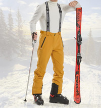 Ski Pants for Men Zip-Off Suspenders Winter Snow Snowboarding