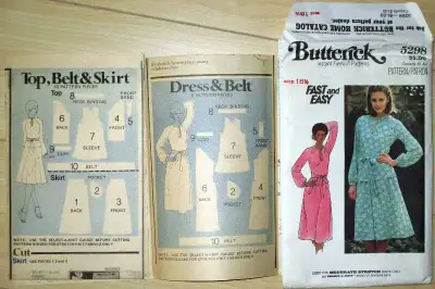 Genuine Vintage 1970s Butterick Fast & Easy Sewing Pattern #5298 – Size 18.5 10 pattern pieces of Ha...