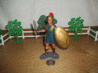 Vintage roman warrior action figure with sword and shield