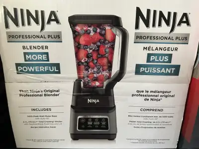 I'm selling a Ninja Professional Plus Blender, boasting a 1400-peak-watt motor base with Auto-iQ tec...