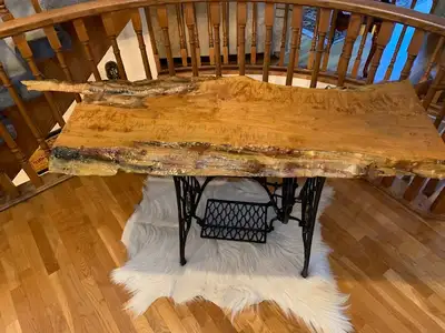Live Edge Maple Burl Entryway Table – Unique!, View more