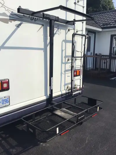 Custom made Kayak Rack for RV Holds two 10’ kayaks. Very solid Fits 2” hitch Cargo basket 21” x 61”...