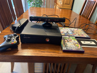 Xbox 360 with Kinect camera and controller 
