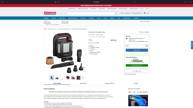 Infinity X1 PowerPro Vac Costco in Other Parts & Accessories in Ottawa - Image 3