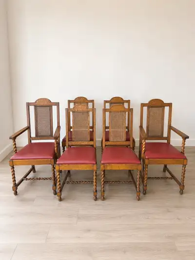 Vintage Solid Oak Dining Chairs – Set of 6, View more