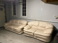 Oyster Leather Couch Set