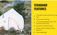 Montana canvas wall tent with frame, fly, stove
