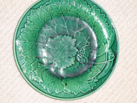 MAJOLICA PLATES:  green, Collection. Date back early