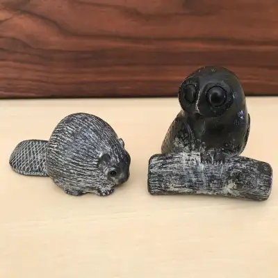 $12 each Vintage Wolf Original Owl & Beaver Figurines + Free Owl, View more