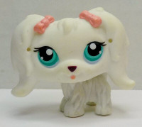 Littlest Pet Shop LPS #65 White Maltese Puppy Dog Blue Eyes