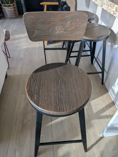 Industrial bar stools in wood and metal, View more