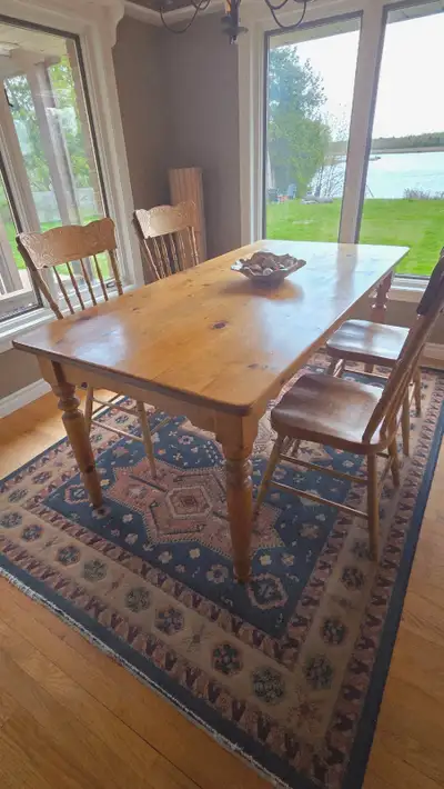 Solid Pine Dining Table Only – Rustic Farmhouse Style, View more