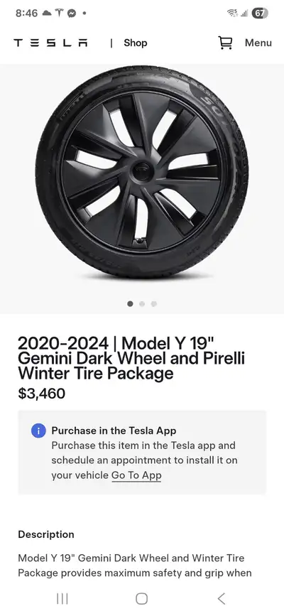 I'm selling a full Set (4) - Tesla Model Y 19" OEM Gemini Wheels with Pirelli WINTER SOTTOZERO 3 Win...