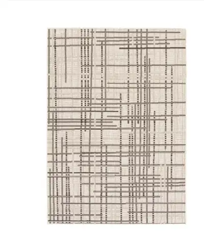 8 x 10  beige w/ black lines area rug- made in Belgium brand new, View more