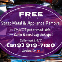 Ph/txt (519) 919-7120:  FREE Scrap Metal & Appliance Pick Up