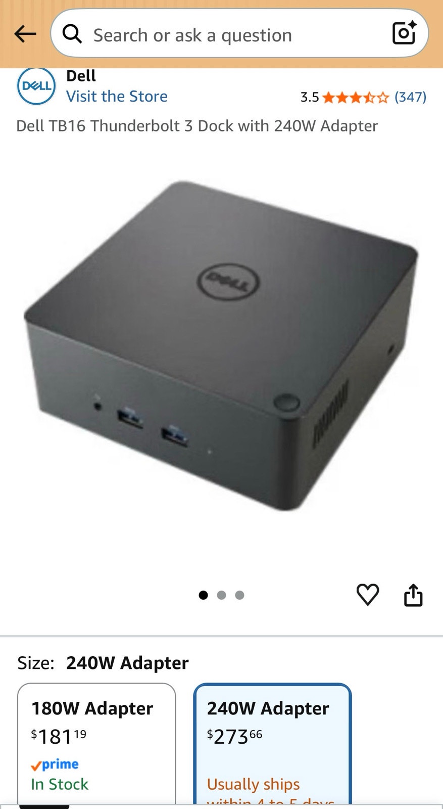 Moving Sale Price Reduced: : Dell Thunderbolt Dock TB16 with 240 ...