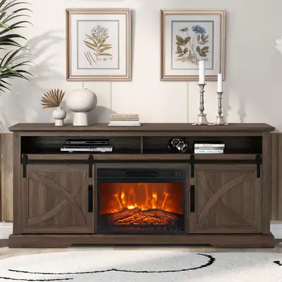 Patrizi 68" TV Stand With Electric Fireplace, Modern Entertainment Center, Media Console For TVs Up...