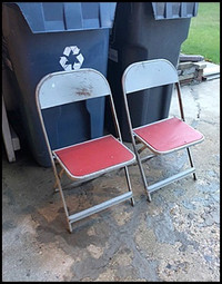Metal Folding Kids Chairs - with wood seats covered with vinyl