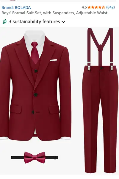 Boys Burgundy Suit, View more
