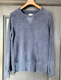 Men's Navy Blue Terry Cloth Sweatshirt -  Medium - Made in Italy