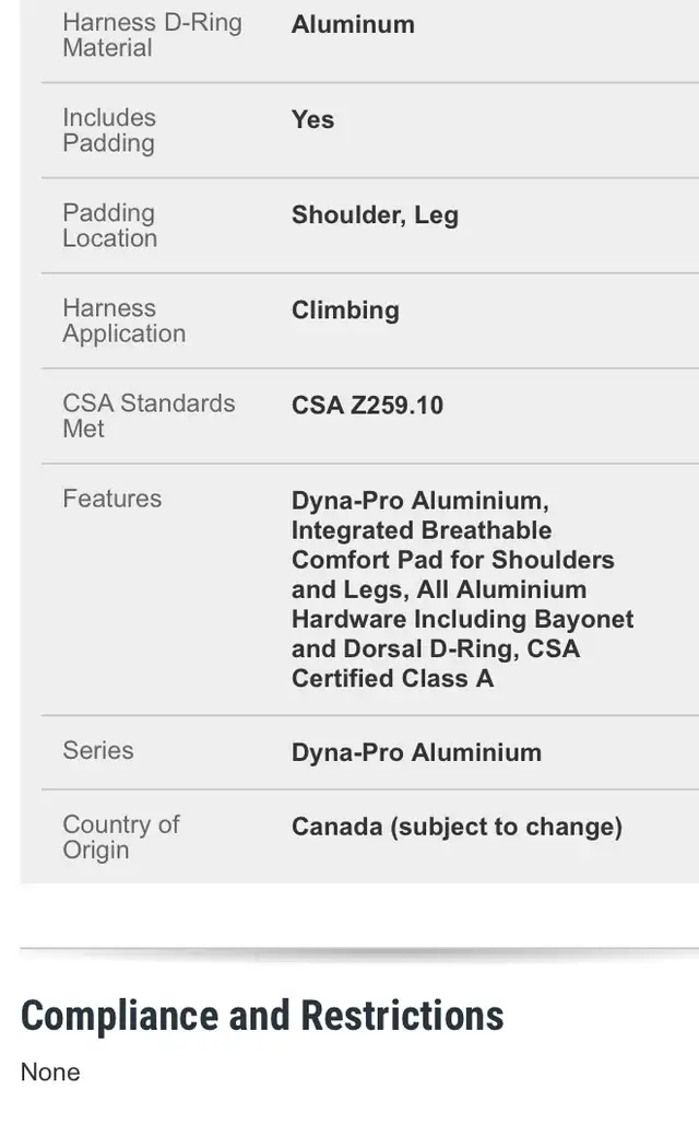New 50% off Dynamic Bayonet XL Fall Arrest Harnesses in Other in Saskatoon - Image 8