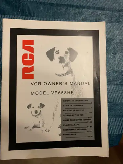 RCA manual VCR book