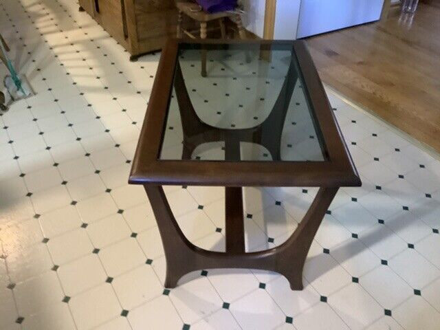 Vintage Rectangular Teak Table with Smoked Glass (firm at $150) in Arts & Collectibles in Belleville - Image 3
