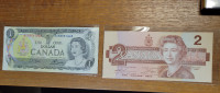 1973 $1 & 1986 $2 Bank Notes (collectable)