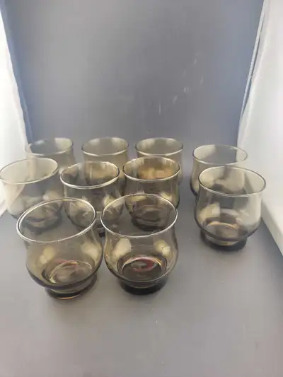 Vintage libby 1970s Smoke Glass  tulip Tumblers, View more