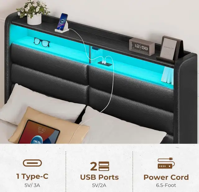 Queen Bed Frame with 4 Storage Drawers63013092096385124
