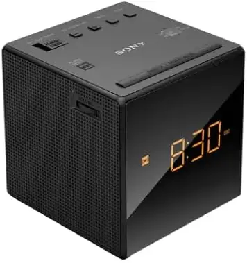 Sony ICFC1 Alarm Clock am/fm Radio, Black, very compact at 4 inches square