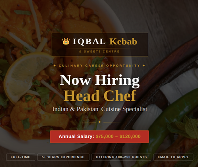 Hiring: Head Chef, View more