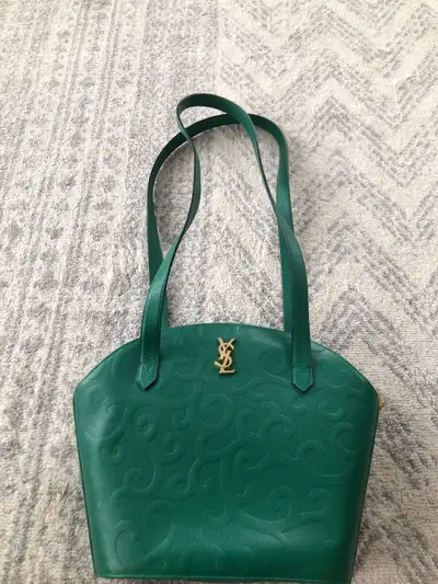 YSL Yves Saint Laurent Vintage Teal Arabesque Shoulder Bag, View more
