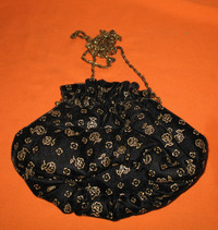 Ladies Shoulder Clutch Purse- Bag- Gold Sequence Flower Beads