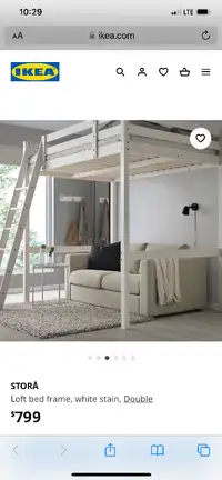 IKEA Stora white wooden loft bed double size