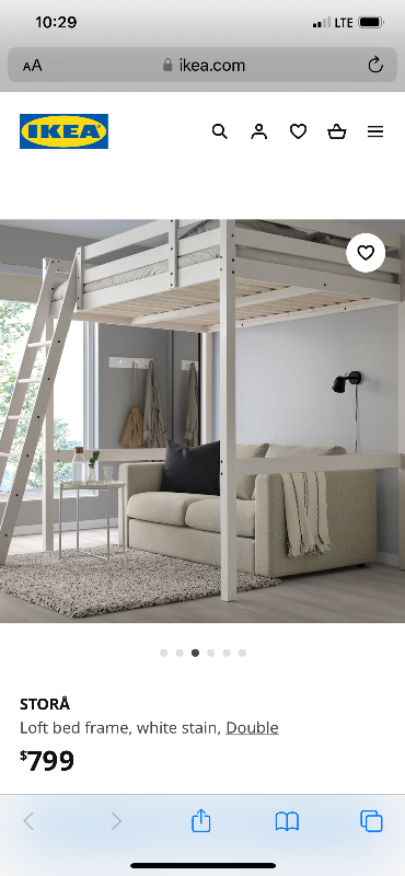 IKEA Stora white wooden loft bed double size, View more