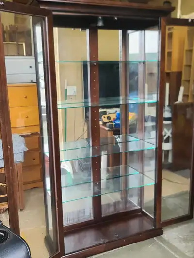 Dark Wood Display Cabinet with Glass Shelves, View more