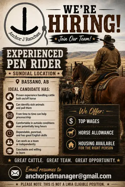 We are looking for an experienced Pen Rider for our Sundial Location, ideal candidate has proven exp...