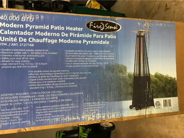 Tall Flame Patio Heater Black Modern Fireplace, Fire Pit in Heaters, Humidifiers & Dehumidifiers in Kitchener / Waterloo - Image 4